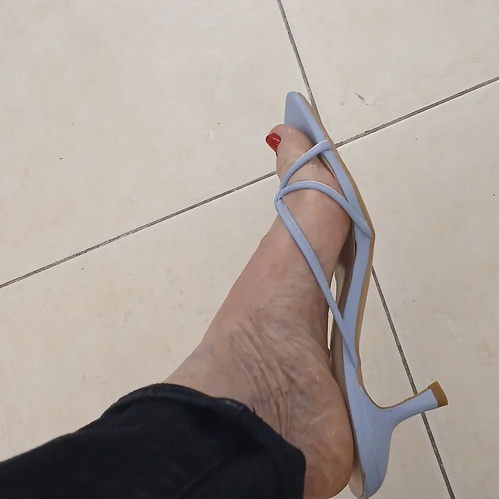 H by Halston Light Blue Strappy Square-Toe Sandals